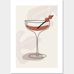 Cocktail art, Martini, Boho art, Glass of wine, Abstract art print, Wine lover, One line drawing Posters and Art
